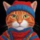 Red Cat Blue Hat